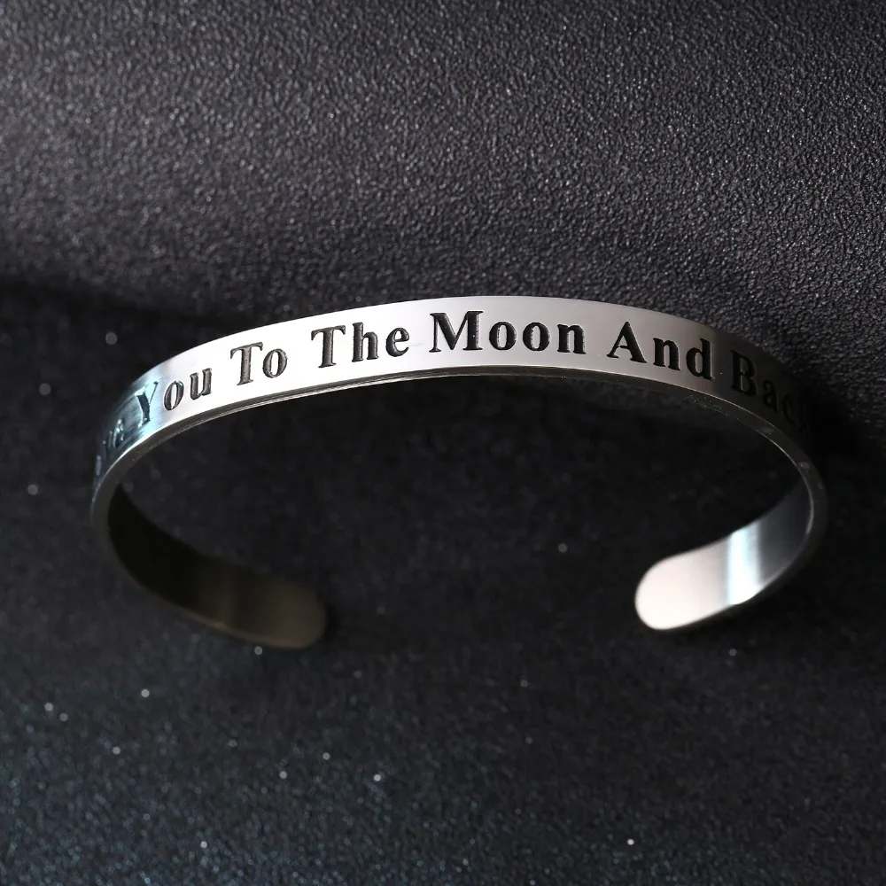 Браслет манжета с подвеской Love You To The Moon And Back из нержавеющей стали|Браслеты| |