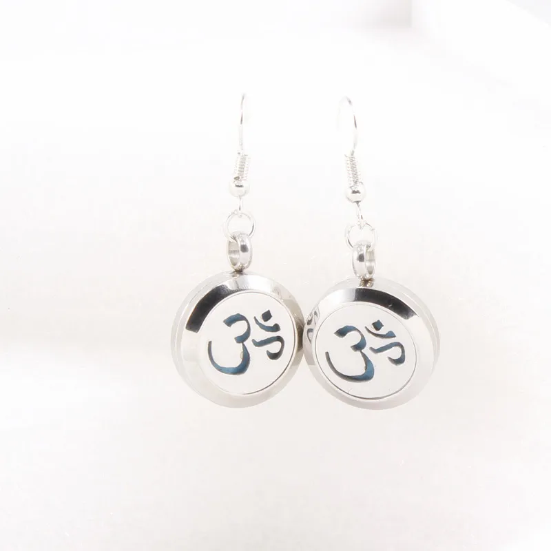 

2Pairs/lot 20mm 316 Stainless Steel Silver Round Aromatherapy Essential Oil Diffuser Locket Earring For Women Long Earrings