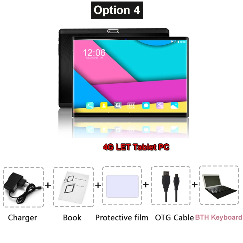 Комплект 4 Новинка, 10 ядер, 10 дюймов, планшетный ПК, Android 8,0, 1920*1200, ips ram, 6 ГБ rom, 64 ГБ, две sim-карты, 8 Мп камера, 2,4/5G, wifi, планшеты 10,1 - Комплект: Комплект 4