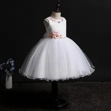 Новая модная одежда для маленьких девочек; платье принцессы; одежда для детей; Детские вечерние платья-пачки; белое платье для девочек; платье с цветочным узором для маленьких девочек
