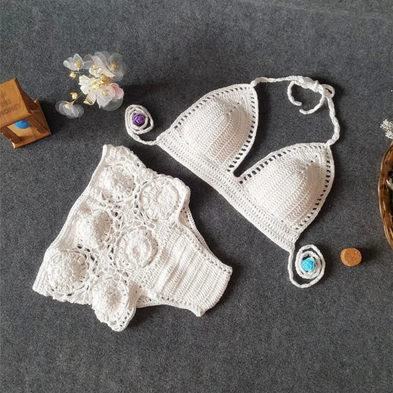 Europe and the United States in the summer 2017 ms bikini hollow out sexy underwear knitting beach two-piece swimsuit wholesale3_