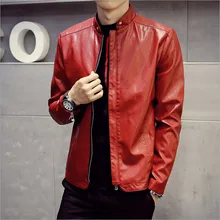2016 autumn and winter new men’s leather jacket stand collar fashion personality solid color quality PU leather Men must coat