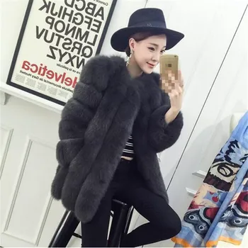 

2019 New Brand Women Thick Fur Coat Winter Fashion Faux Fox Fur Coats Female Cute Fake Fur Jacke Fur Coat Jacket S0080