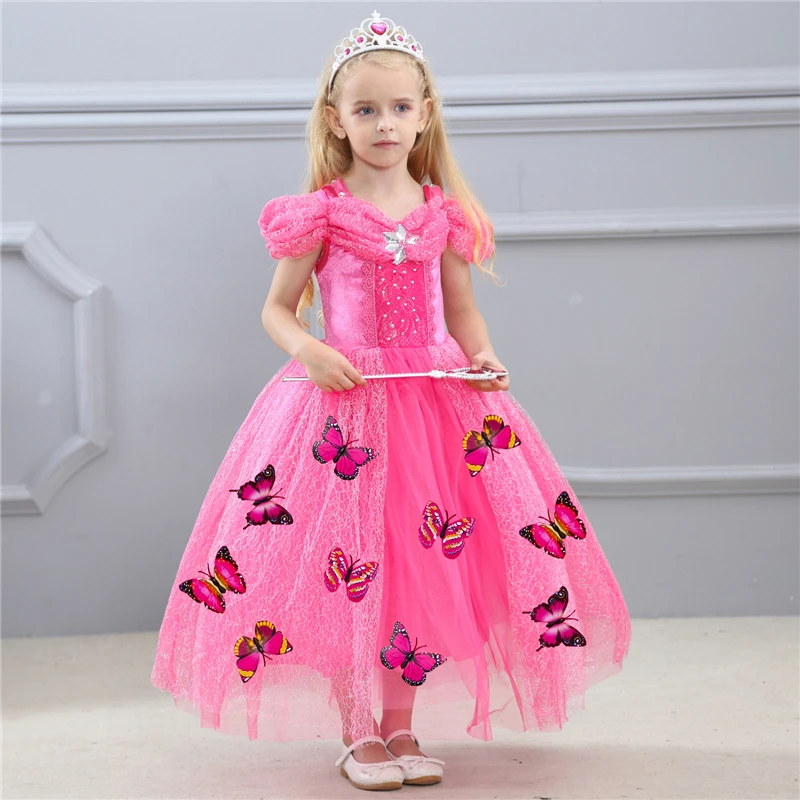 

2017 Girls Summer Dress Autumn Kids Cinderella Snow White Cosplay Costume Baby Girl Princess Dress Halloween Aurora Belle Dress