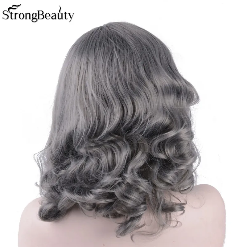 StrongBeauty Ombre черный до зеленый короткий синтетический парик на кружеве натуральные волнистые термостойкие для женщин выбор цвета