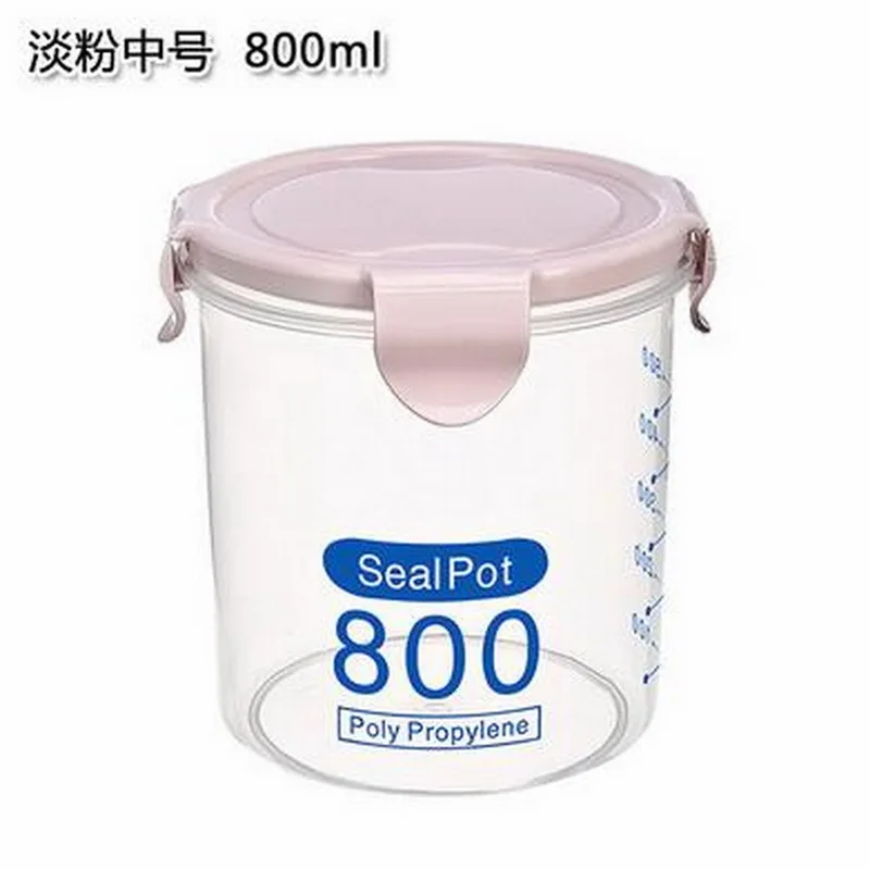 0,6/0,8/1L пластиковые влагостойкие коробки контейнер герметизация утечки зерновых зерен контейнер для хранения для кухонного холодильника - Цвет: 800ML pink