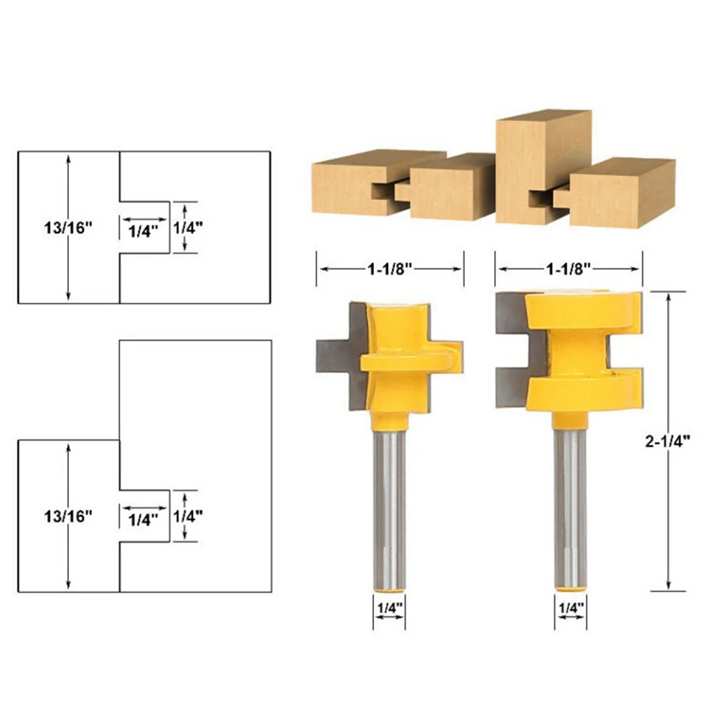 2 шт 1/" набор фрез с хвостовиком и пазами набор фрез с 3 зубьями Т-образные деревянные аксессуары Деревообрабатывающие инструменты