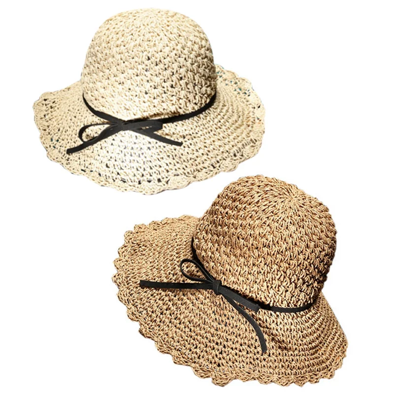 Круглая женская летняя шляпа ручной работы широкие поля, из соломы, модные женские солнцезащитные очки, складная пляжная шляпа в богемном стиле