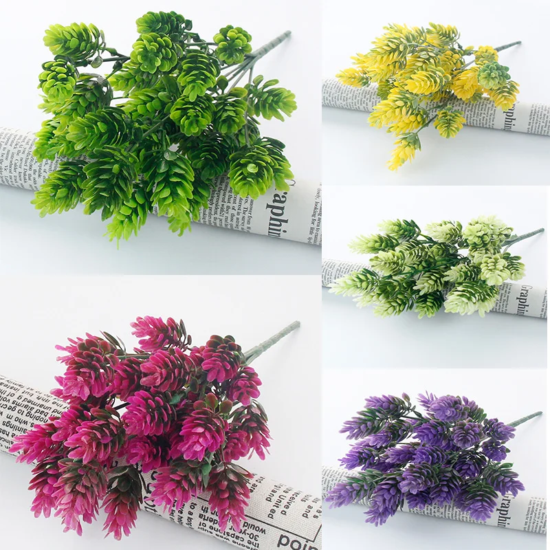 

35 heads/bundle Pine Cone Simulation Pineapple grass artificial plants DIY home vases for decoration fake plastic flower pompon