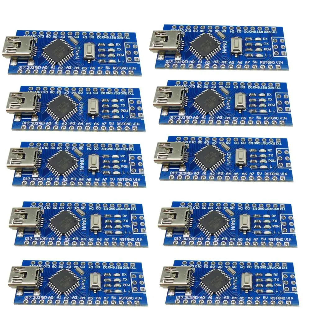10 шт. мини-USB Nano V3.0 ATmega328P 5 в 16 м Модуль платы микроконтроллера для Arduino |