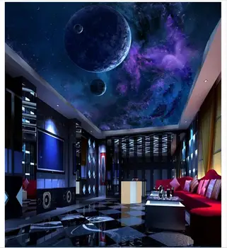 

Custom 3d ceiling wallpaper Sky mural Dream Star Sky Planet Ceiling Mural zenith mural wallpapers for living room wall decor