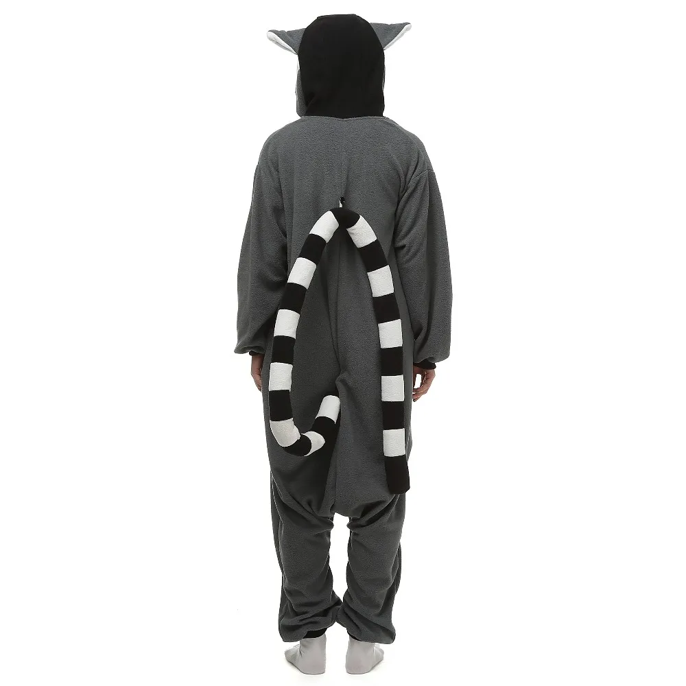 Пижама для взрослых Lemur Kigurumi Onesie Unsiex, Пижама kigurumi, теплая мягкая одежда для сна, домашняя одежда, вечерние костюмы на Хэллоуин