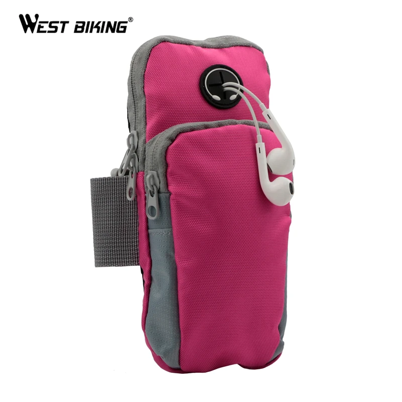 WEST BIKING Running Belt Bag Arm Bag Sport Jogging Walking Fitness Wrist Pouch Suit for All Kinds of Mobile Phone Cycling Tool