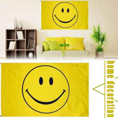

Happy Face Flag Sunnny Yellow Smiley Face Banner Smile Pennant New Delighted Cool Cartoon Indoor Outdoor Flags 90x150cm