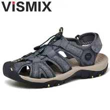 Летние мужские сандалии из натуральной кожи; мягкие сандалии-гладиаторы на плоской подошве с закрытым носком; повседневная обувь для вождения и пеших прогулок; пляжная обувь для отдыха