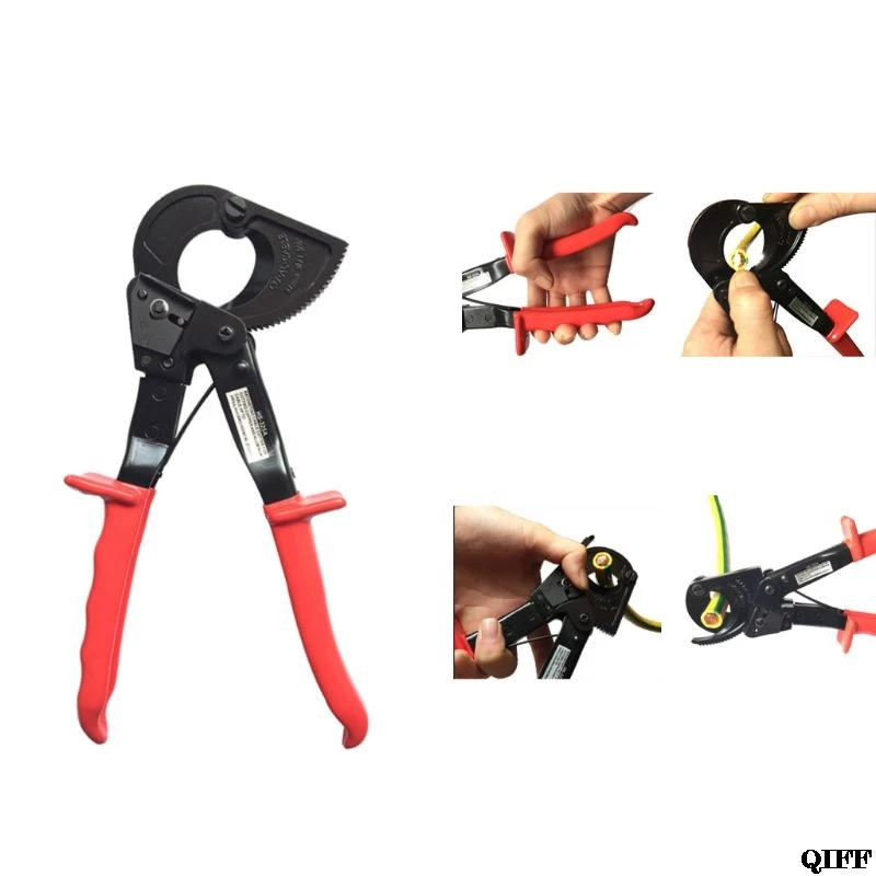 

Drop Ship HS-325A 240mm Cable Cutter Electric Ratchet Wire Cutting Tool Pliers Scissors Professional Insulation Cutter MAY28