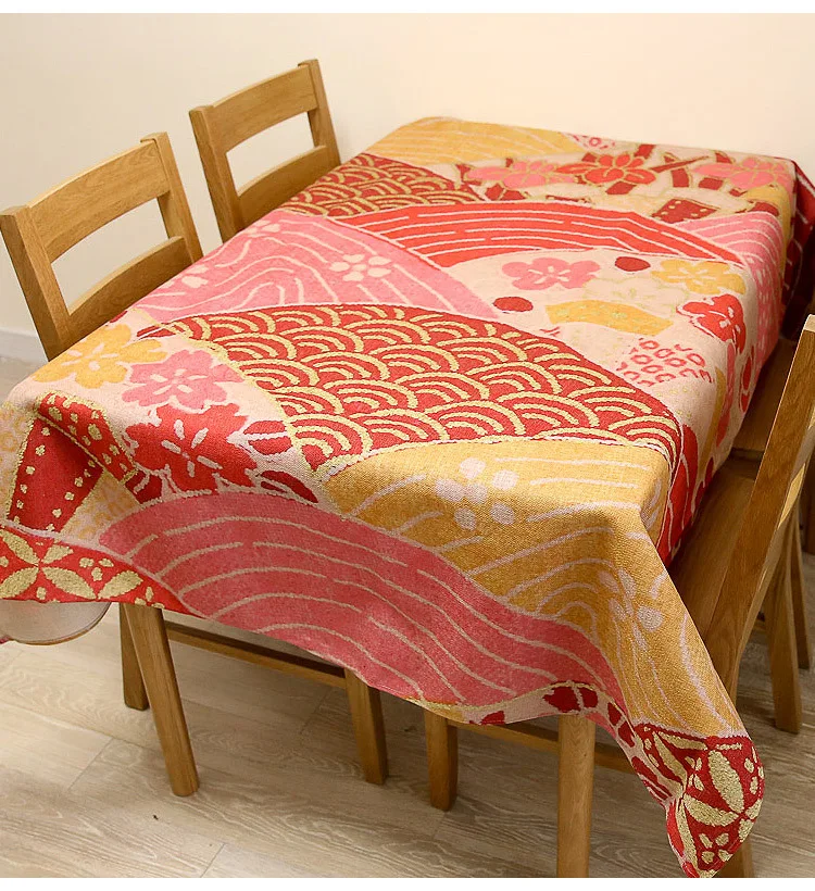 Japan style floral cotton linen tablecloth cover for party Home table cloth textile decoration 3