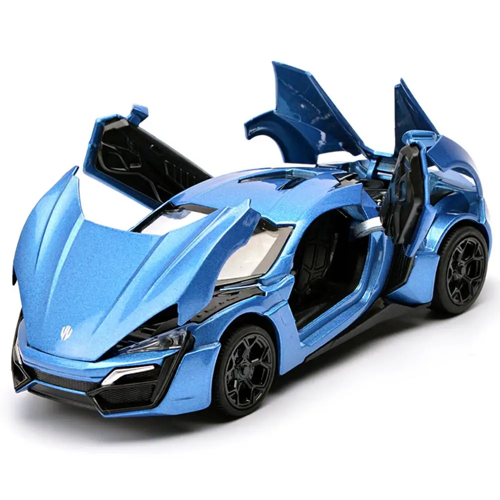 Классическая модель автомобиля 1: 32 Lykan Hypersport литые под давлением модели автомобилей звук и свет оттягивание автомобиля игрушки для мальчиков детские подарки на день рождения - Цвет: Blue