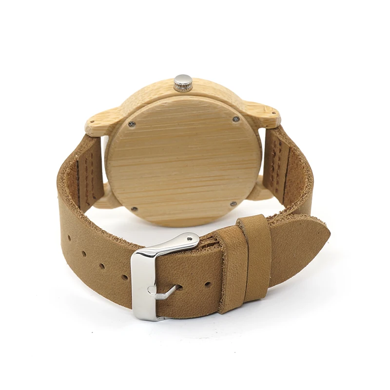 wooden watches for men bobo bird leather strap watch (5)