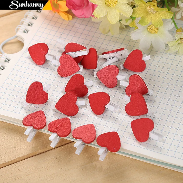 

Sunhanny 10Pcs Mini Love Heart Wooden Clothespin Office Supplies Craft Clips DIY Clothes Paper Peg Clothespin