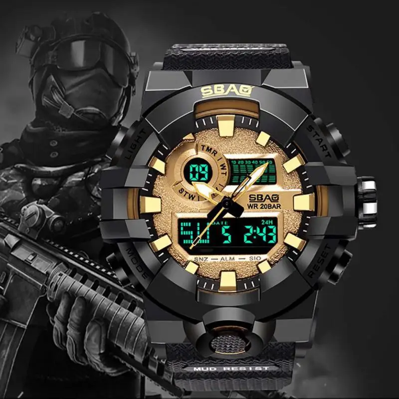 

Men's Outdoor Sports Waterproof Watch Alarm Clock Double Display Multi-function Electronic Sports Students Military Diving Watch