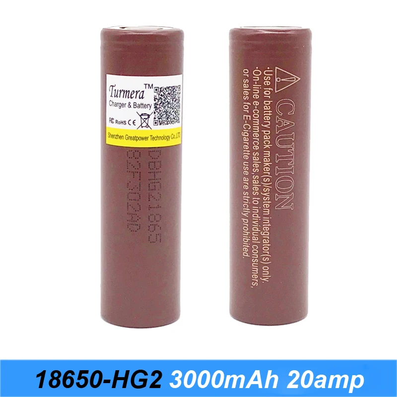 HG2 18650 3000mah 30A электронная сигарета перезаряжаемые батареи мощность высокой разрядки 30 Ампер большой ток Vape мод использовать JY16