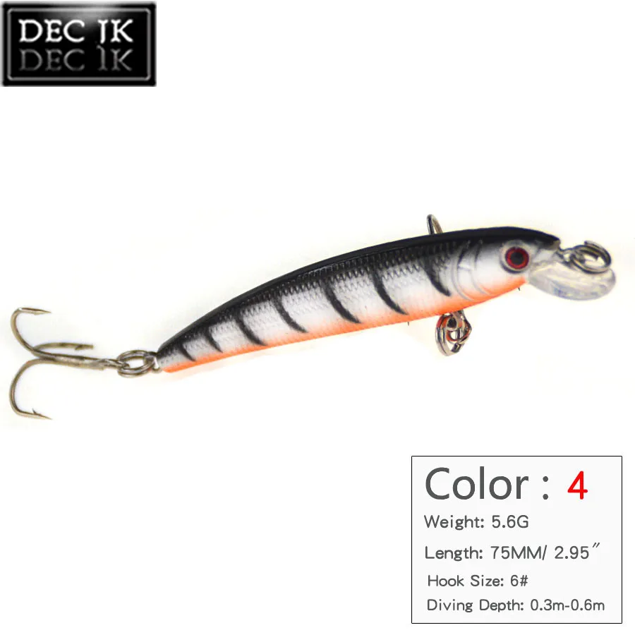 6PCS Plastic Hard Sea Fishing Lure Fake Bait Jerkbait Pike Tackle Float Crankbaits Minnow 3D Fish Eye Saltwater Lures Laser Baits (4)