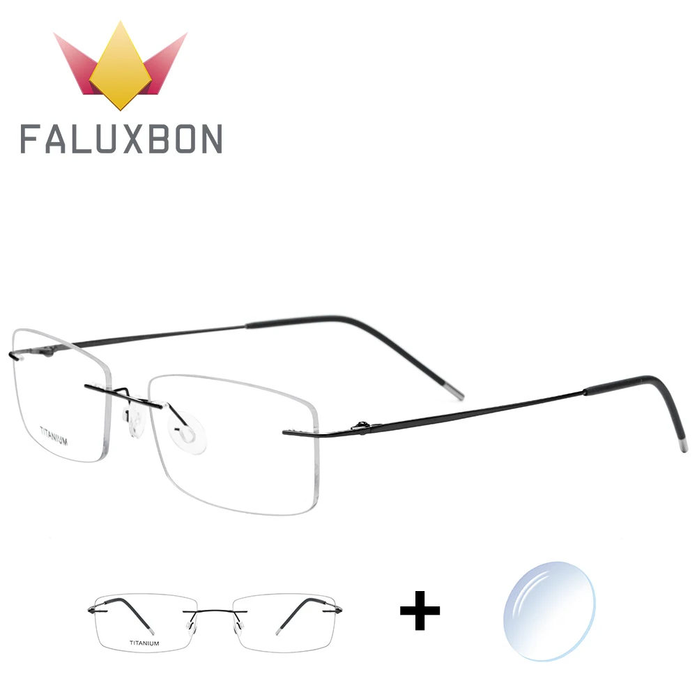 

Rectangle Rimless Optical Prescription Glasses Men Titanium Alloy Ultralight Myopia Eyeglasses Anti Blue Ray Screwless Eyewear