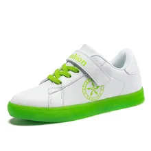 Новые стильные яркие неоновые детские кроссовки для мальчиков обувь для бега для девочек детская обувь для скейтбординга детские спортивные кроссовки из искусственной кожи