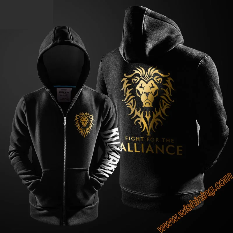 14 Высокое качество Орда толстовка на молнии Alliance толстовка с капюшоном мужская Черная куртка для мальчика - Цвет: 14