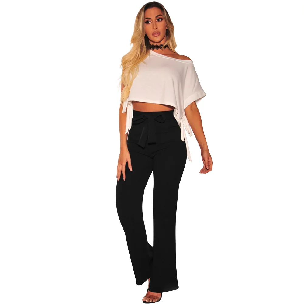 

New Pants women 2019 fashion women's clothing factory long pants bandage high waist casual pants solid color vestidos NSK1942