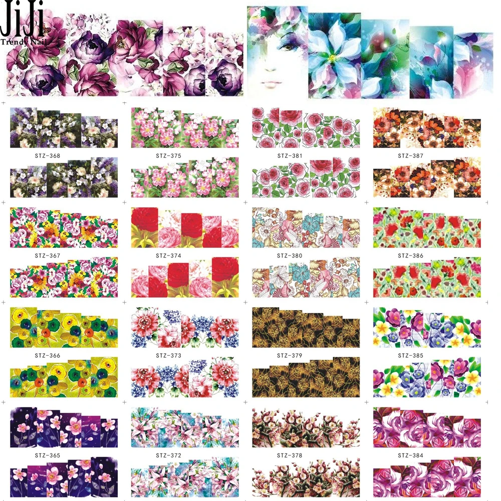 

Trendy Nail 40pcs/set Sticker Water Transfer Nail Art Stickers Nails Decals Colorful Dream Flowers Decal JISTZ352-391