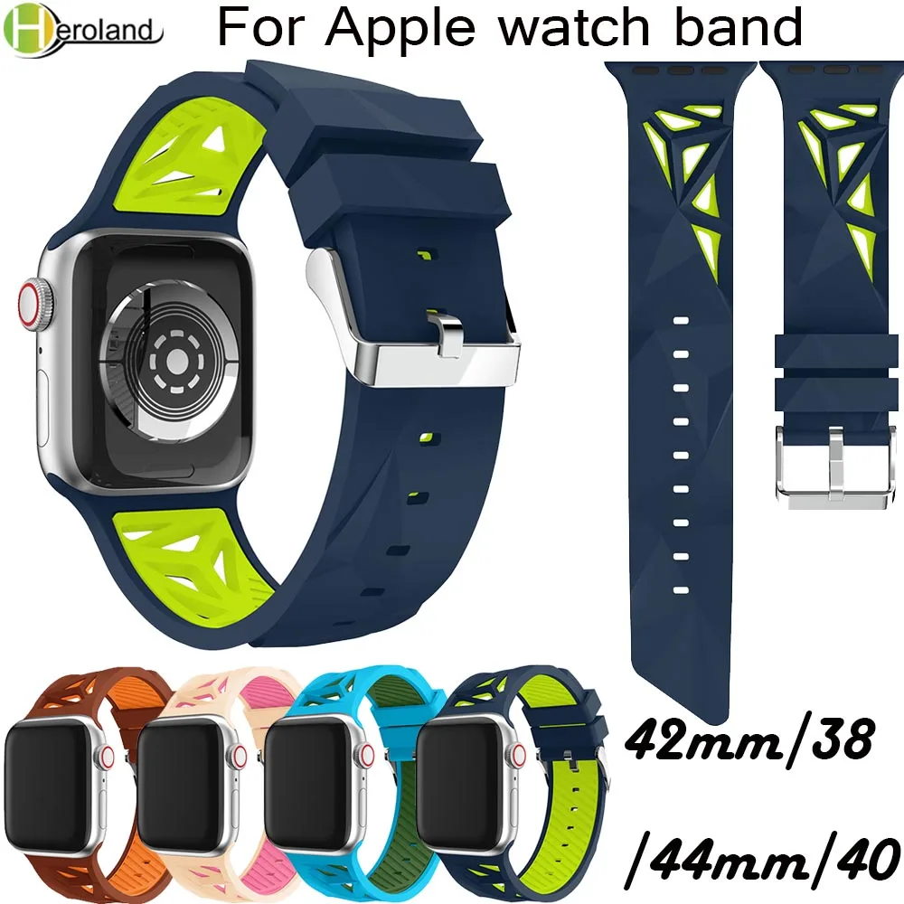 Новейший силиконовый ремешок для apple watch band 4 42 мм/44 мм iwatch 3 2 1 38 мм/40 спортивный