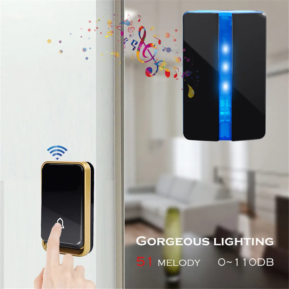 YIFAN self powered Wireless Doorbell NO battery EU US AU Plug HOME Door Bell Waterproof cover 150M range 1 button 1 receiver YIFAN self powered Wireless Doorbell NO battery EU US AU Plug HOME Door Bell Waterproof cover 150M range 1 button 1 receiver