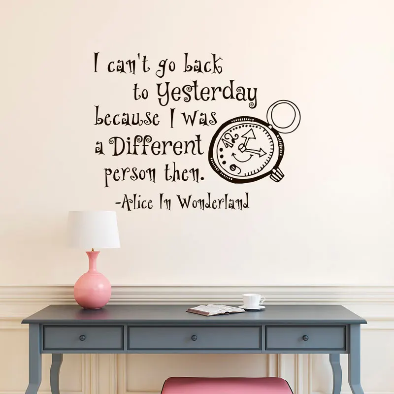 buy Wall Decal Alice In Wonderland Quote I Can Not Go Back To Yesterday Clock Kitchen Vinyl Sticker Nursery Poster Art Mural B673