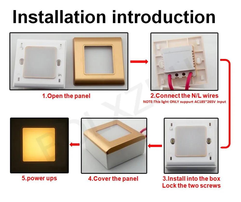 Светодиодный светильник для лестницы, настенный светильник, квадратная Встраиваемая ступенчатая лампа, светильник для прохода s, светильник для ног, встраиваемый настенный светильник ing с коробкой типа 86