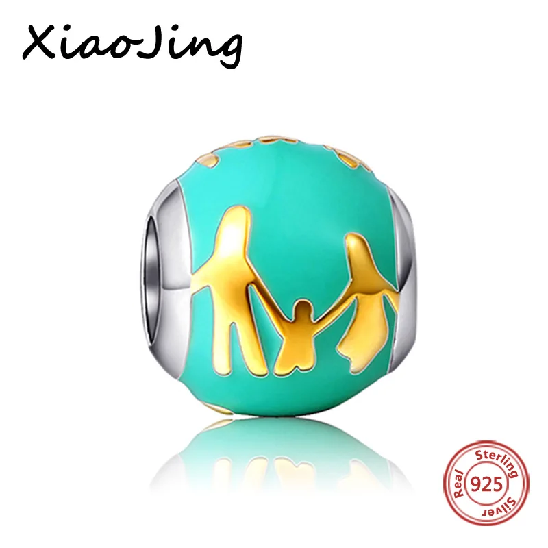 

New arrival Family portraits charm beads Silver 925 Beads DIY color enamel Jewelry Making Gifts Fit Original European Bracelets