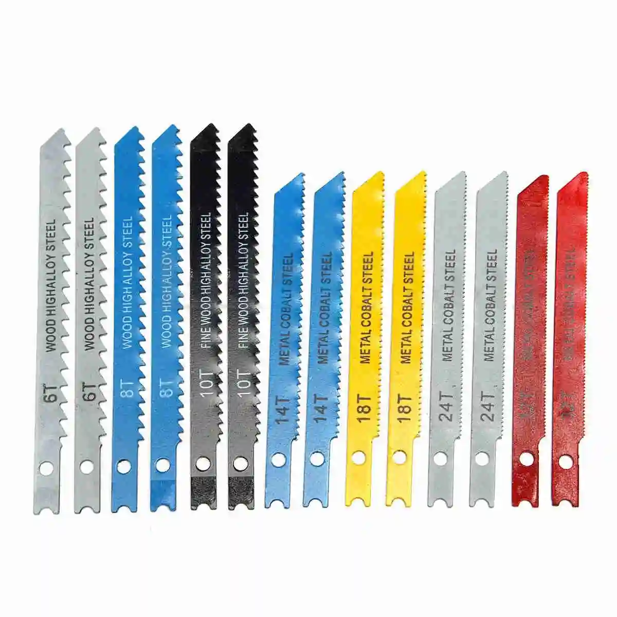 14Pcs Assorted U-shank Jigsaw Blades Metal Plastic Cut Cutting Wood Set New