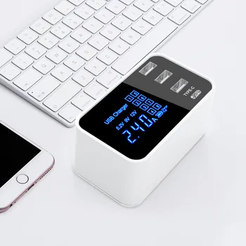 

Multi Port USB Charger HUB Quick Charge 3.0 4 Port Desktop LED Display Fast Charging For Samsung S10 M10 M20 Huawei iPhone iPad