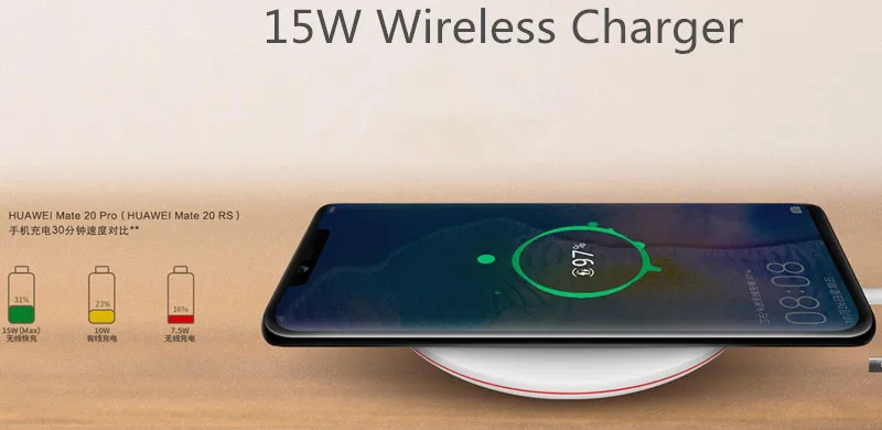Оригинальное Беспроводное зарядное устройство HUAWEI 15 Вт Qi для Samsung S9 + S10 Plus S10E Note 8 9