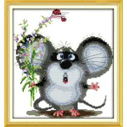 Вечная любовь Ушастый мышь китайский наборы вышивки крестиком экологического хлопка штамп 14 11CT DIY Новый год украшения для дома