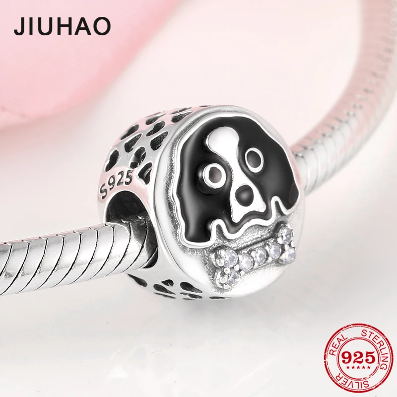 

925 Sterling Silver Lovely Pet dog with Bone European Baby Charms Beads for Jewelry making fit Original Pandora Charm Bracelets