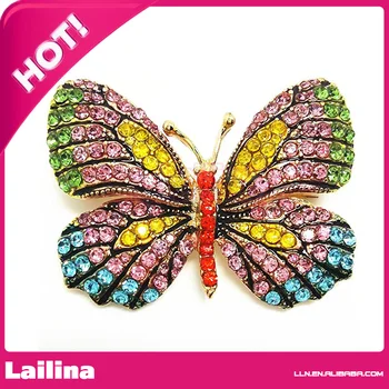 

Elegant 48mm Colorful Rhinestone Butterfly Brooches For Women