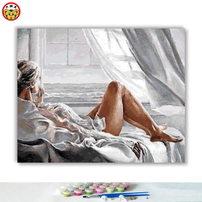 Günstig Diy ölgemälde durch zahlen kunst farbe durch zahl Körper kunst dekorative malerei schlafzimmer dekoration malerei