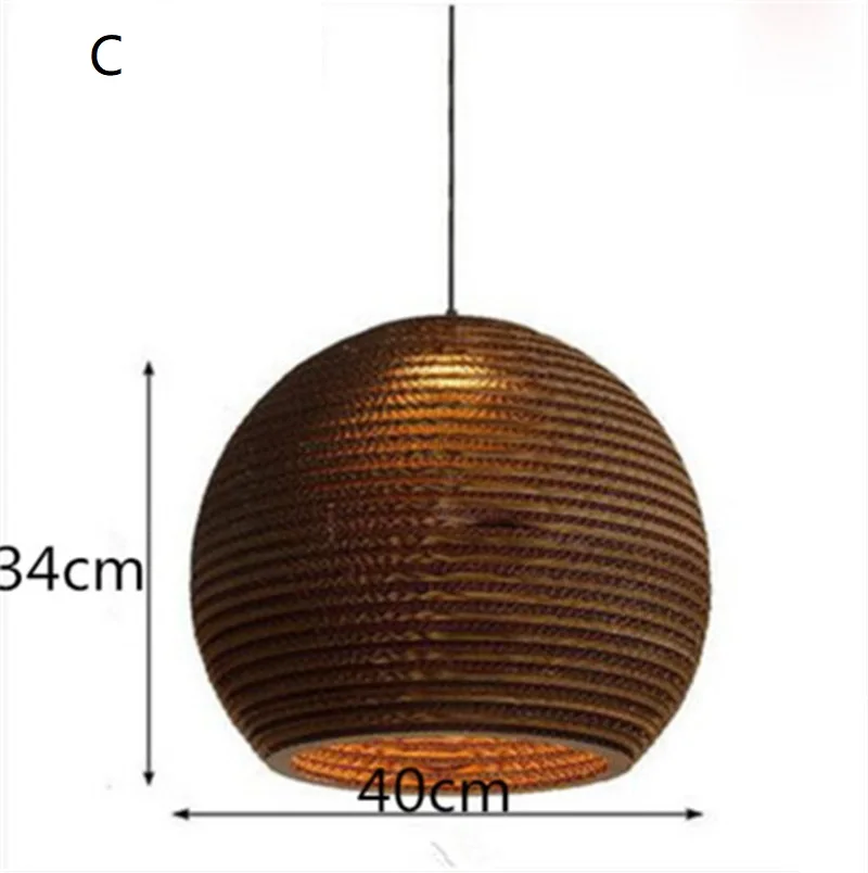 Современный деревянный бумажный кулон соты света картонная клетка для птиц E27 banboo подвесной светильник для гостиной ресторана кафе магазина - Цвет корпуса: C