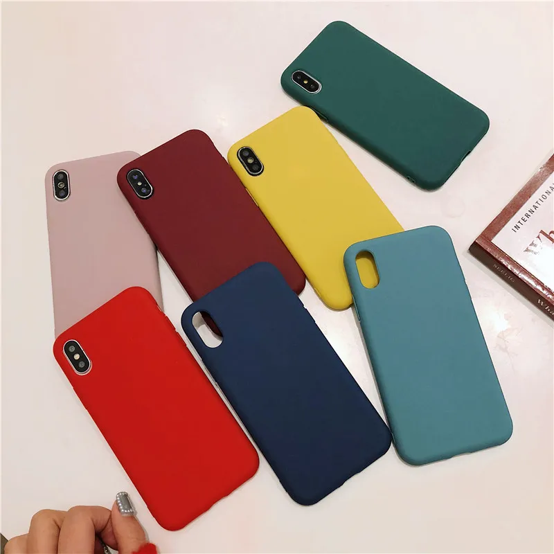 

Candy Color Case for iPhone XR XS X Xs Max Matte Phone Cover for iPhone 6 6S 5S 5 SE 7 8 Plus Soft TPU Silicone Cases Coque