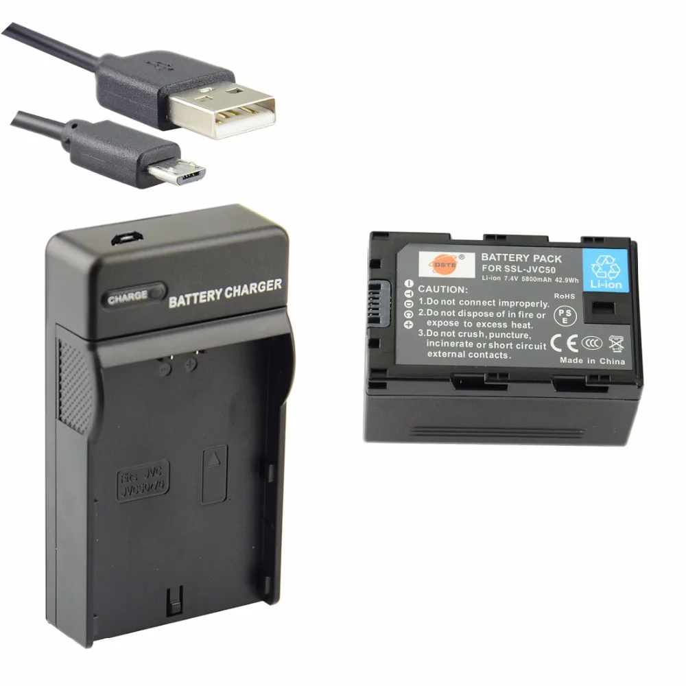 DSTE SSL JVC50 Li ion Battery + UDC164 usb charger for JVC GY HM600 GY