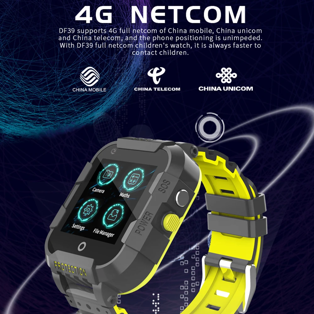 Цена 696 DF39Z 4G смарт часы детские font b gps b font Wifi трекер Smartwatch сенсорный экран sos sim телефонный звонок Водонепроницаемая детская камера часы DF39