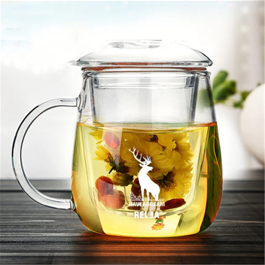 Creative Effacer Verre Tasses à Thé Avec Couvercle Infuser Ma Bouteille Tasse En Verre Tasses De