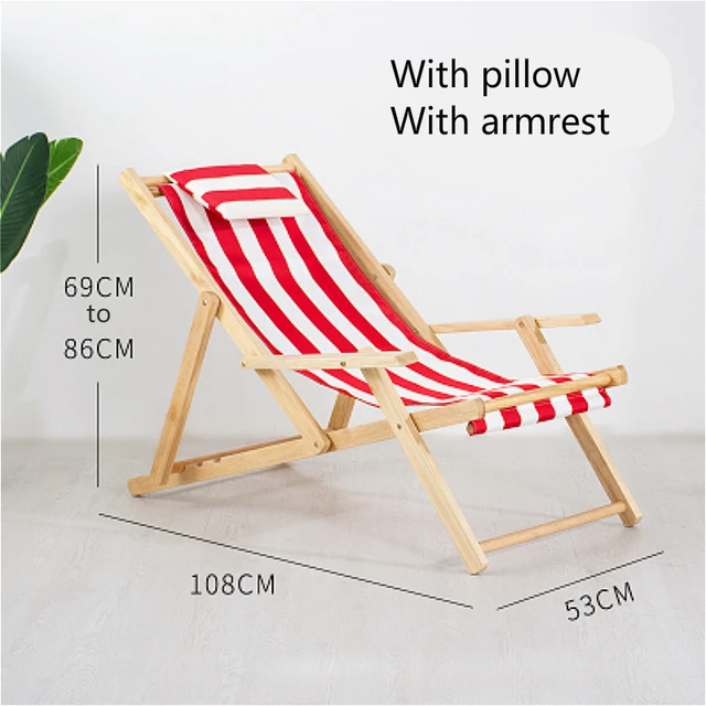 Download Foldable Light Outdoor Chair Portable Wooden Beach Chair With Armrest Household Leisure Recliner Balcony Garden Canvas Chair Sun Loungers Aliexpress
